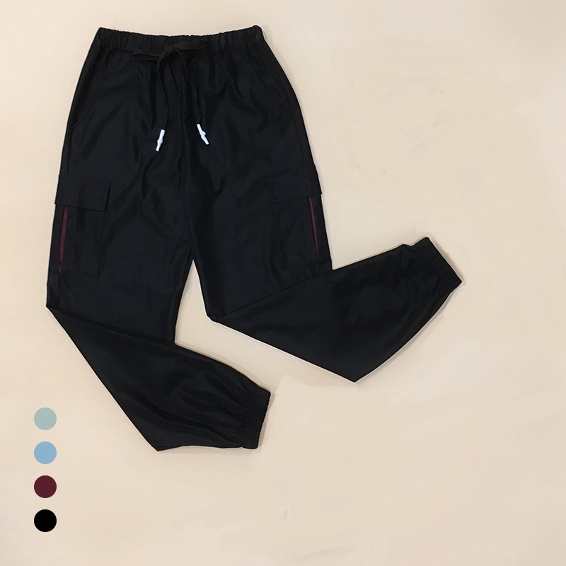 

SanA J.Y.C Cargo Pants Hip Hop Sweat Pants Casual Slim Leg Running Loose Pocket Drawstring Sports Trousers Women, Red