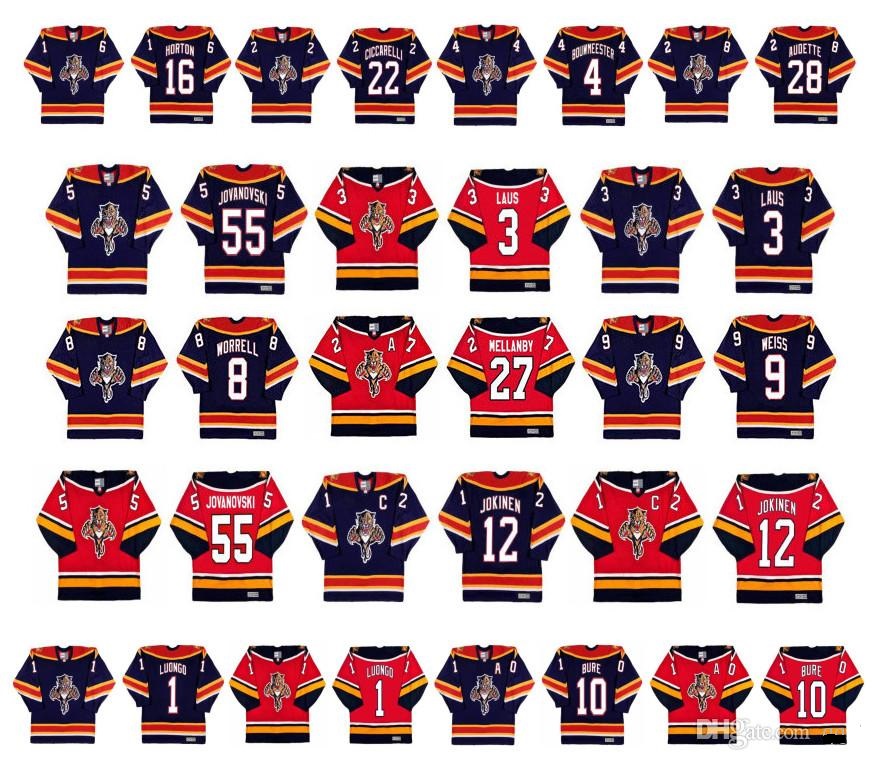 

Vintage Florida Panthers Jerseys 8 Peter Worrell 9 Stephen Weiss 27 Scott Mellanby 3 Paul Laus 55 Ed Jovanovski 12 Olli Jokinen Retro Hockey, Colour 1