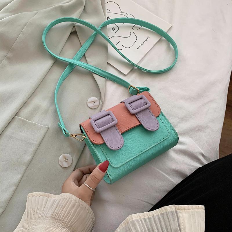 

Contrast Color Mini PU Leather Crossbody Bags For Women 2020 Summer Shoulder Handbags Female PU Leather Messenger Purse, Beige