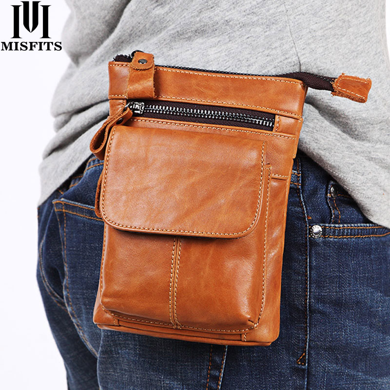 

Quenya Genuine Leather Belt Waist Packs Men Bags Vintage Men Shoulder Crossbody Bag Male Messenger Bags Phone Small Waist Bag, Black