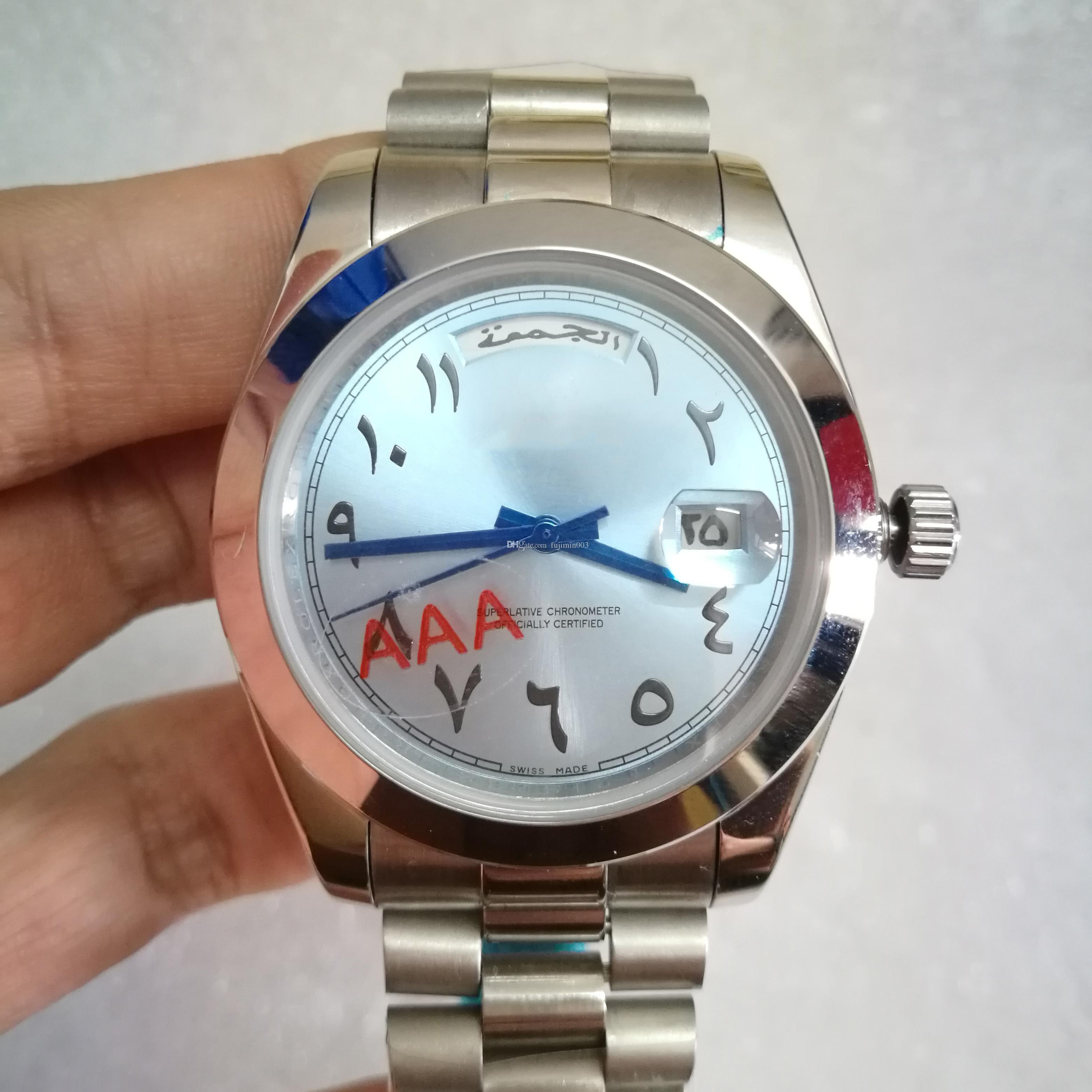 

TOp Selling watch men 40mm DayDate Ancient arab automatic mechanical watch No battery sweeping movement Stainless steel watches, 04
