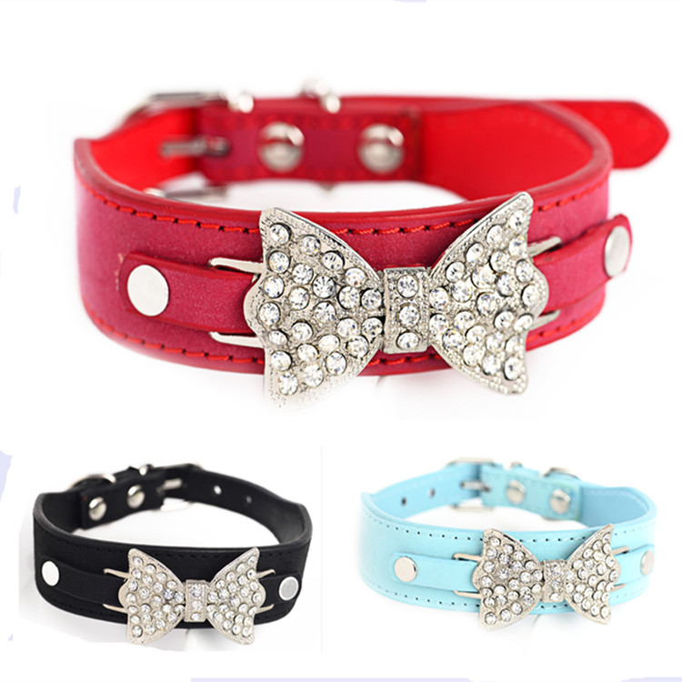 

Rhinestone Bowknot Pet Cat Collars Crystal Bowtie Cat Kitten Necklace Necktie Adjustable Diamond Pet Kitten Choker Neck Ring