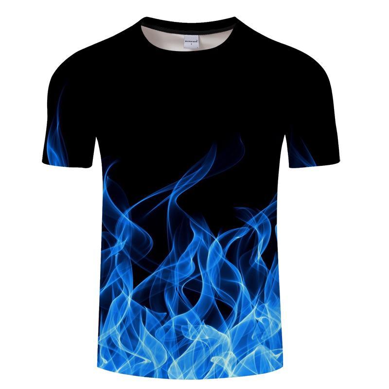 

lead Blue red Flaming tshirt Men t shirt 3d t-shirt Black Tee Casual Top Anime Camiseta Streatwear Short Sleeve Cloth Asian size 6xl, Txkh753