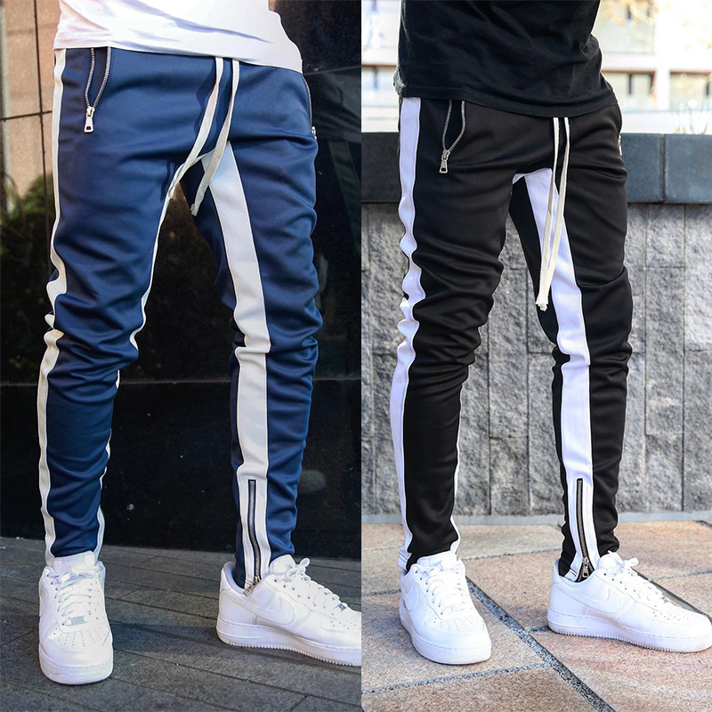 

Men's Pants Mens Joggers Mens Streetwear Sweatpants Zippers Elastic Hip Hop Casual Harem Pencil Pant Tight Skinny Trousers Jogger Pants, Black