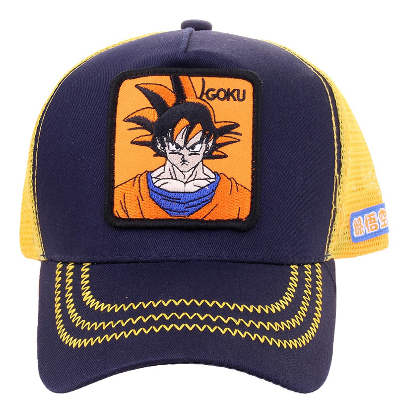 

Fashion-Fashion-Ball Z Mesh Hat Goku Baseball Cap High Quality Black & Yellow Curved Brim SnapbCap Gorras Casquette, Blue;gray