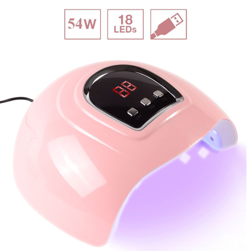 

54W 18LEDs UV LED Nail Lamp Digital Display Fast Nail Dryer Light for Fingernail Toenail Gel Polish Makeup SMJGood, As
