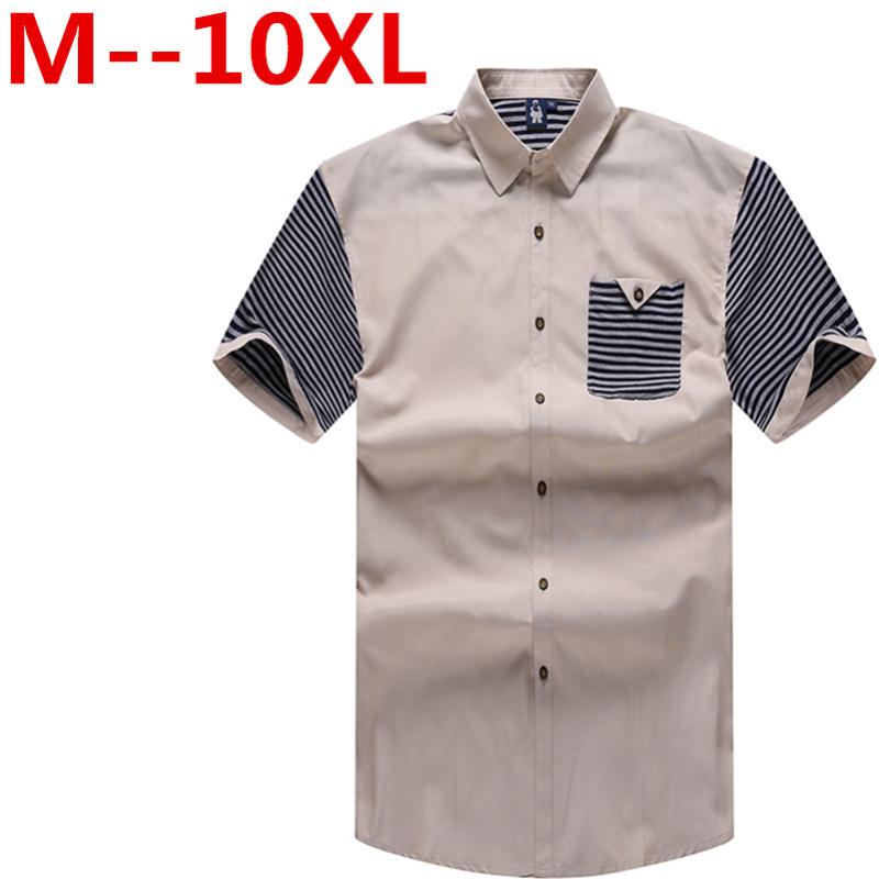 

Plus 10XL 8xl 6xl  4x Dress Shirts Men summer short Sleeve Twill Business Formal Mens Dress Shirts Solid Men's Casual Wedding