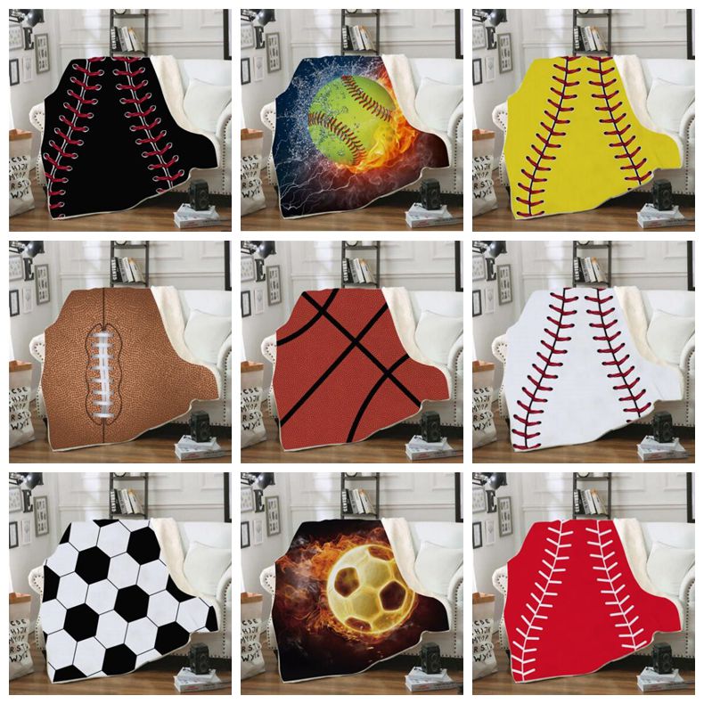 

Softball Baseball Blankets Football Soccer Carpet Sherpa Ball Swaddling 3D Printed Winter Plush Shawl Couch Sofa Throw Fleece Wraps C6694