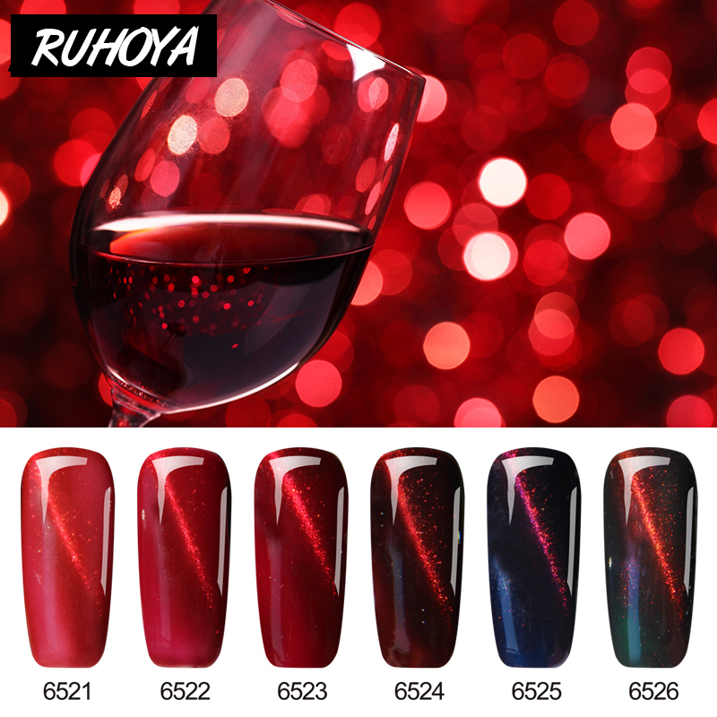 

Ruhoya Cat Eye Gel Nail Varnish Art Lacquer Romantic 3D Magnetic Semi Permanent Soak Off Effect Cat Eye Wide UV Gel Nail Polish, Fs001
