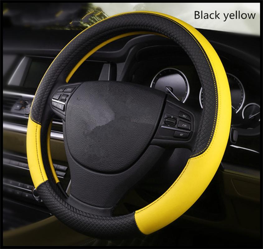 

Car steering wheel cover leather non-slip fashion 37-38 cm for GMC Mahindra Hino Tata Motors