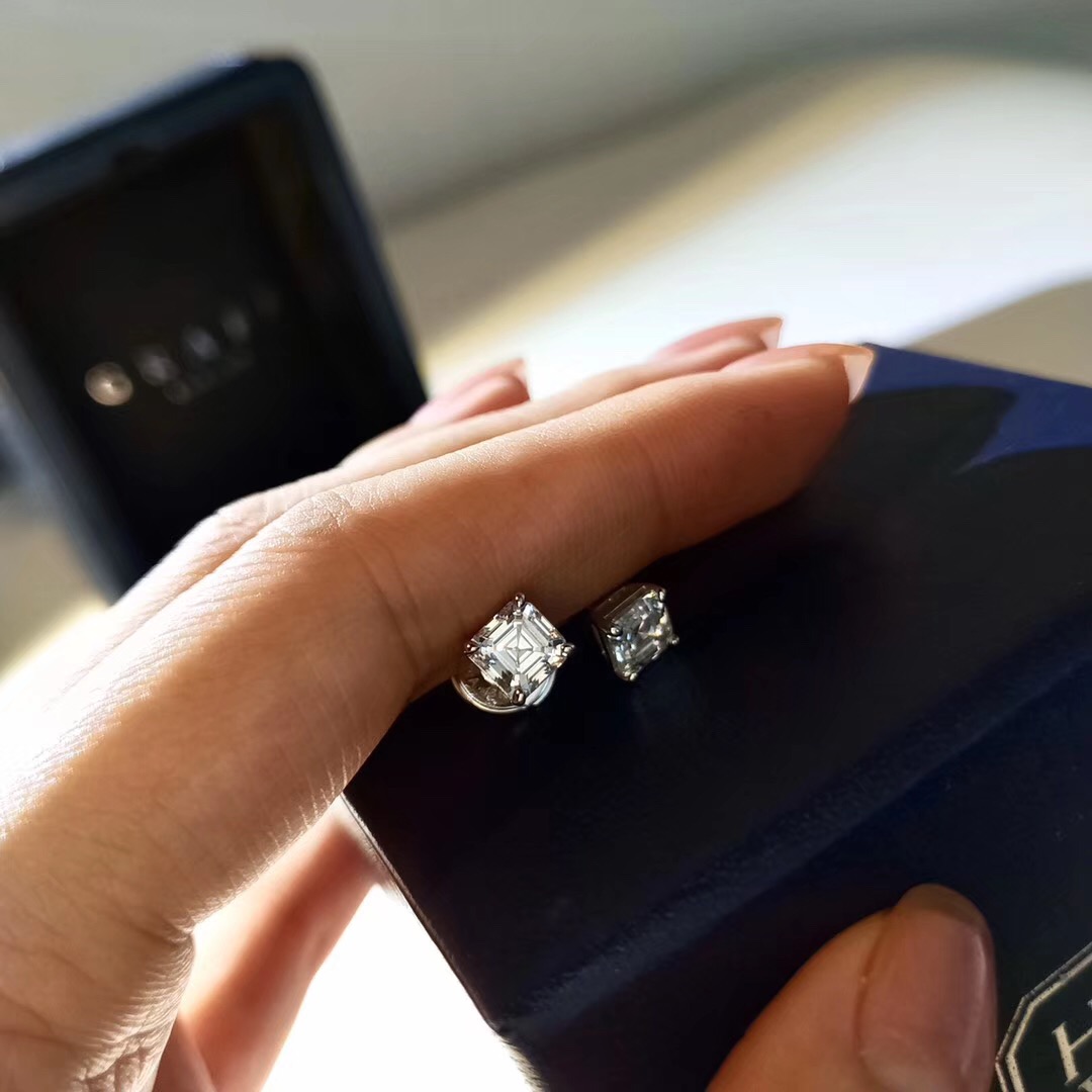 

1oct size square shape diamond S925 silver charm stud earring for women summer classic style earring drop shipping PS8628