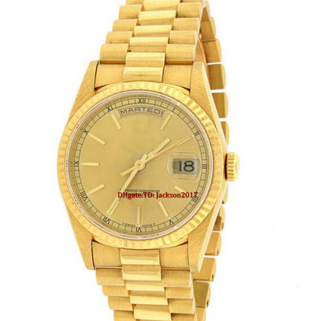 

Christmas gift Mens watch President Yellow Gold Champagne Roman Index 18238, Customize