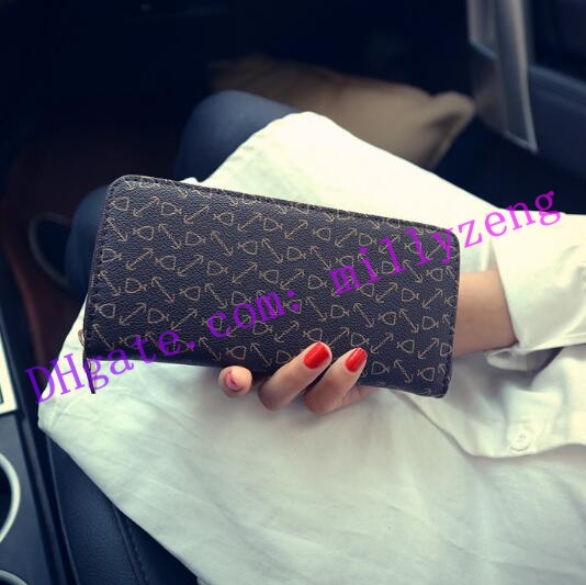 

Fashion Real Leather Lady Insolite Organiser Wallet N63071 M66566 Women Long Folded Wallet, Red;black