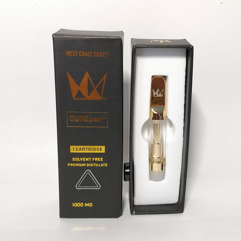 

West Coast Cure Pen Cartridges 1.0ml 0.8ml e cigarette atomizer Ceramic Carts CUREpen Thick Oil Tank 510 Thread Gold Empty Vape Packaging