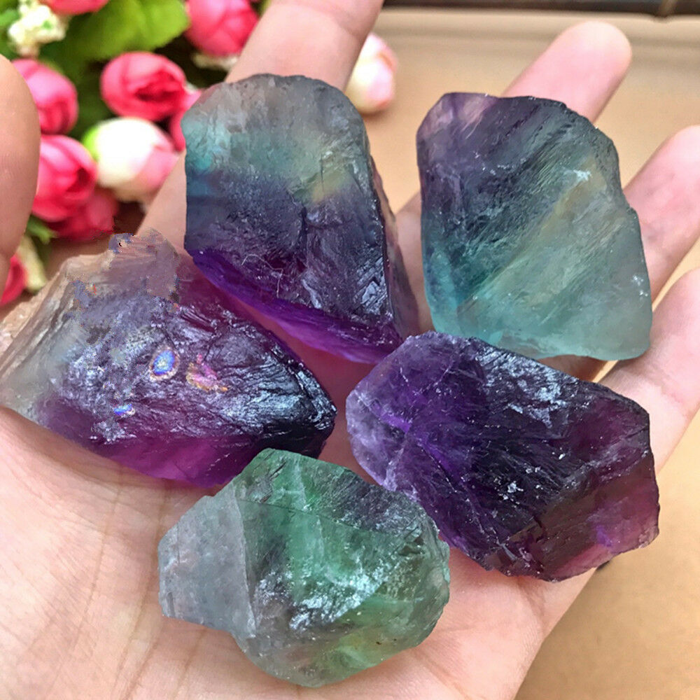 DingSheng 1lb Natural Rainbow Fluorite Slice Polished Crystal Fluorite mineral specimens