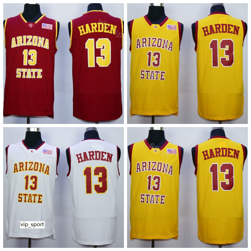 

Men College James Harden Jersey 13 Sale Basketball Arizona State Sun Devils Jersey Team Color Yellow Away Red White University Top Quality