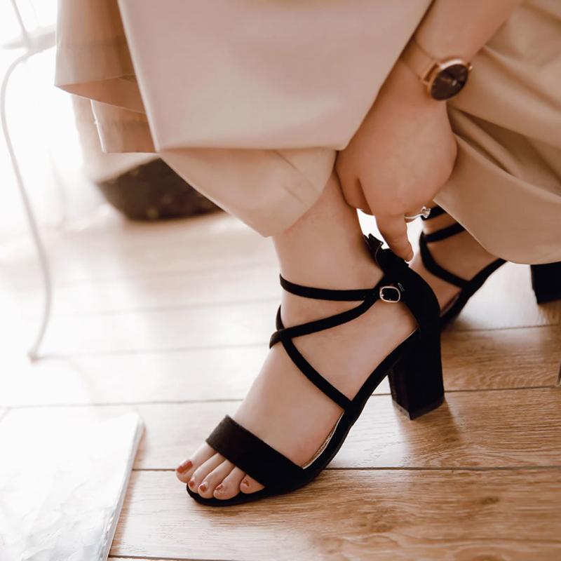 

Summer Women Sexy High Heels Shoes Women Pumps Heels Sandals Fashion Causal Shoes Ladies Buckle Strap Sandals #5.25, Ye
