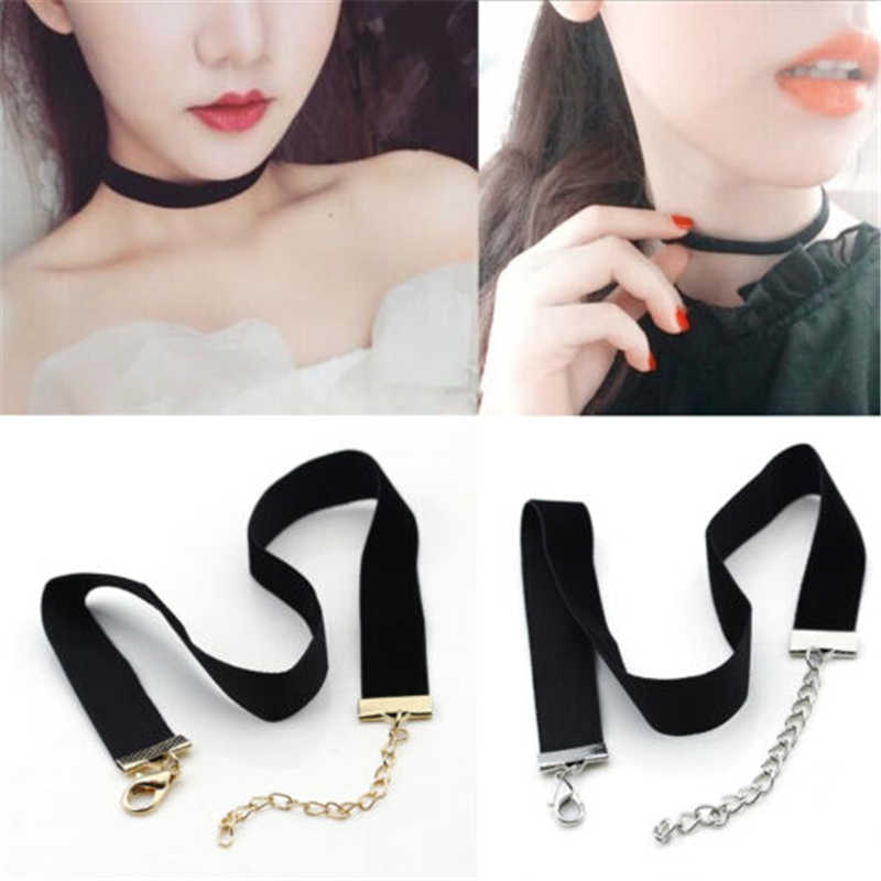 

Chokers Fashion Velvet Gothic Retro Ribbon Choker Necklace Adjustable 90s Vintage Black Goth