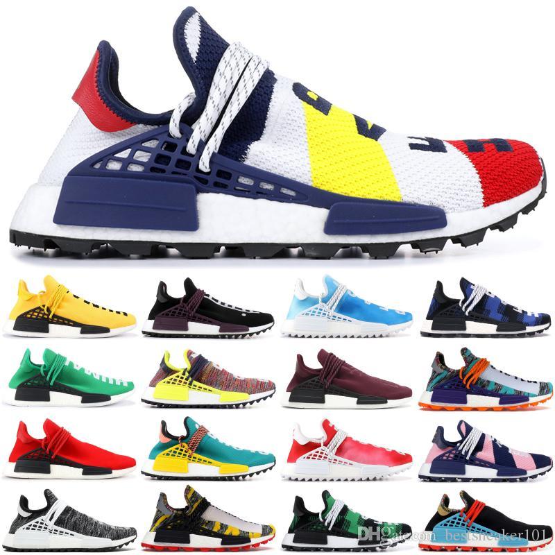 

New Best Quality Nmd Human Race Running Shoes Pharrell William Bbc Green Plaid Infinite Species Men Women Outdoor Trainer Sports Sneaker, #8 core black