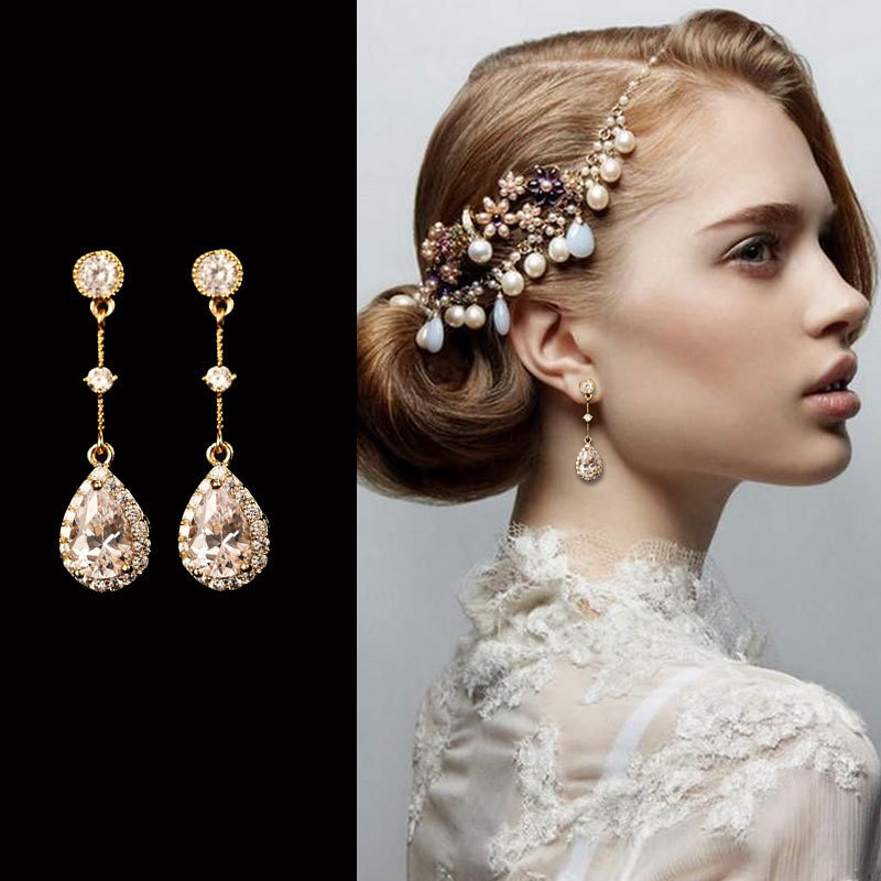 

Wholesale- ! fashion designer long tassel diamond zircon long drop pendant stud dangle earrings for woman girls