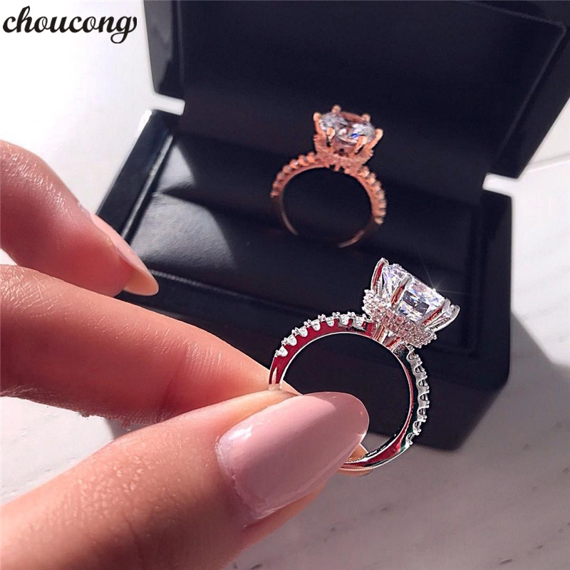 

choucong Dazzling Crown Promise Ring 925 sterling Silver 3ct Diamond cz Engagement Wedding Band Rings For Women Party Jewelry
