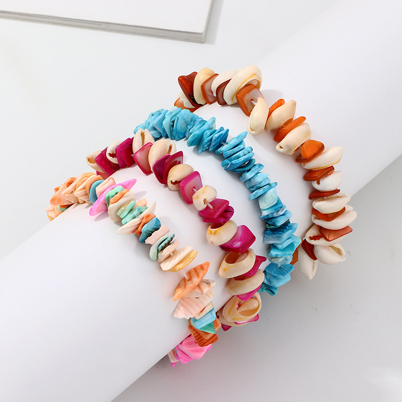 

Doreen Box Bohemian Style Colorful Irregular Acrylic Beads Shell Bracelet For Women Summer Beach Party Club Fashion Jewelry