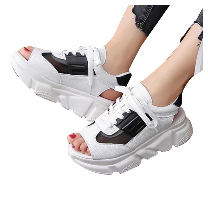 

Sagace Women Sandals 2020 Roman Summer Fish Mouth Thick Bottom Wild Sandals Female Wedge Heel Student Light Casual Sports Shoes, Gray
