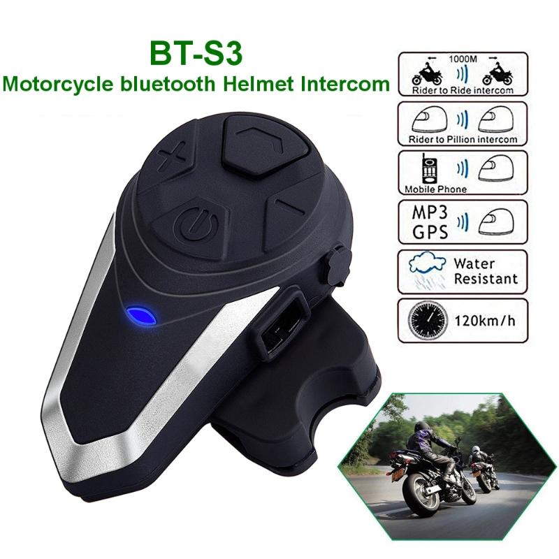 

BT-S3 1000m Motorcycle Helmet BT Intercom Waterproof FM Wireless Interphone Type C Interface Motorcycle Helmet Headset