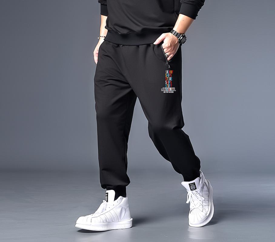 

7XL 6XL 5XL XXXXL Plus New Men's Hip Hop Sweatpants Fitness Joggers Male Side Stripe High Street Hip Long Trousers Harem Pants, Black