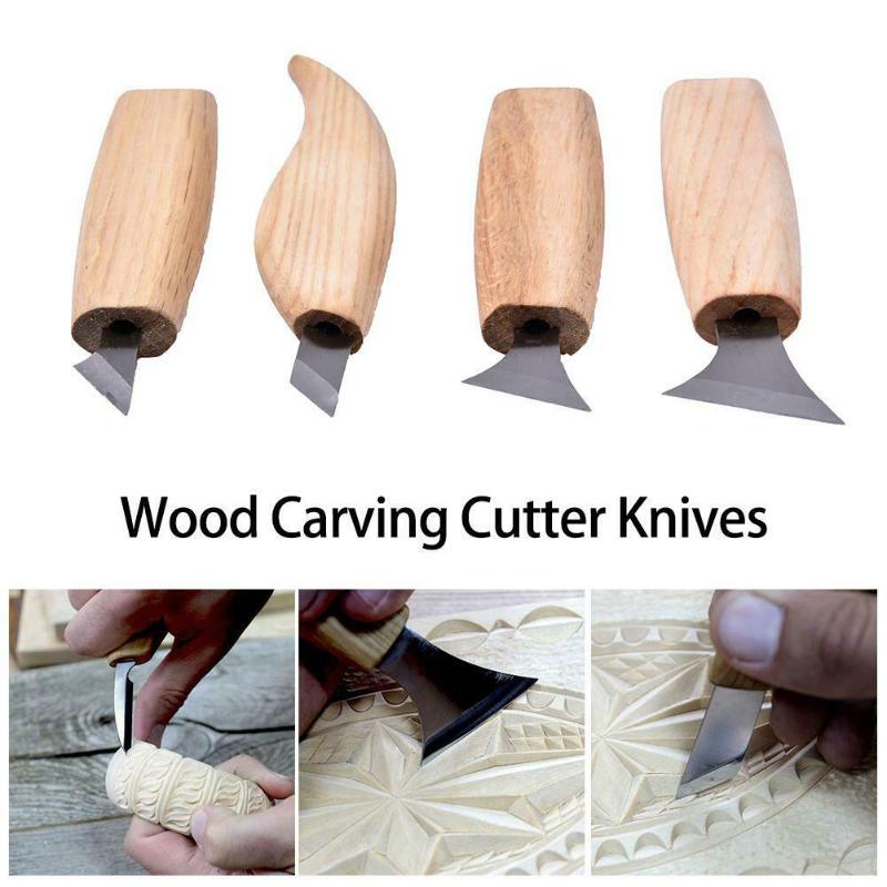 

4pcs/Set Wood Carving Tools Geometric Polishing Carving Knife Woodworking Whittling For Beginners Sculpting Professional Knives