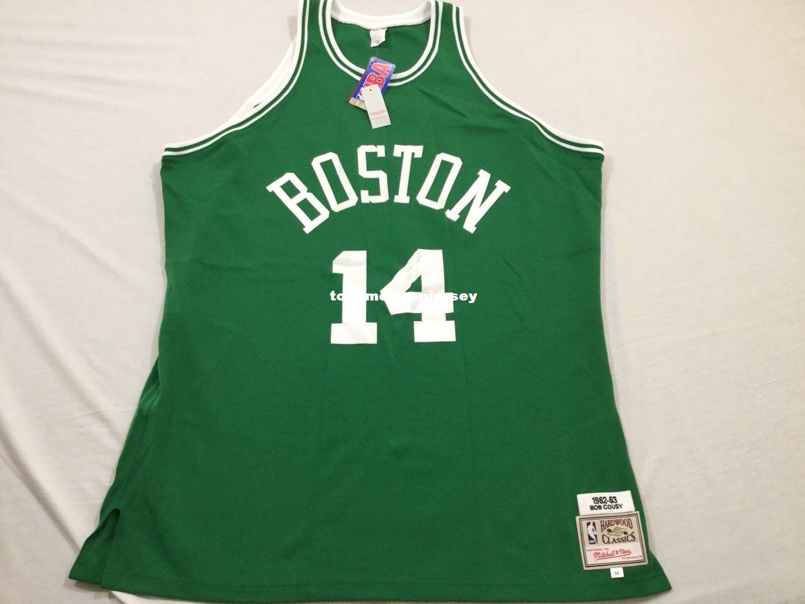

New MITCHELL NESS Sewn #14 Bob Cousy Green Jersey MEN'S Top Size -6XL Stitched basketball Jerseys Ncaa