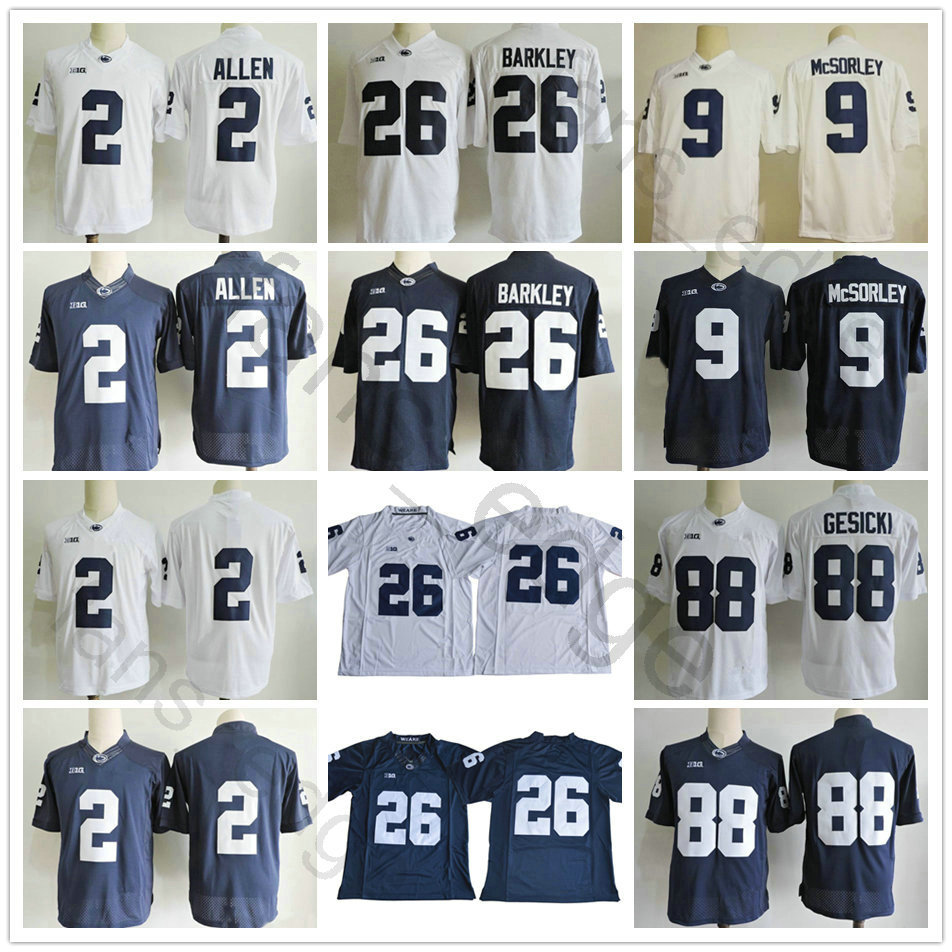 

NCAA Penn State Nittany Lions 2 Marcus Allen 9 Trace McSorley Jersey 26 Saquon Barkley 88 Mike Gesicki Blue White College Football Jerseys, Kids #26 white youth