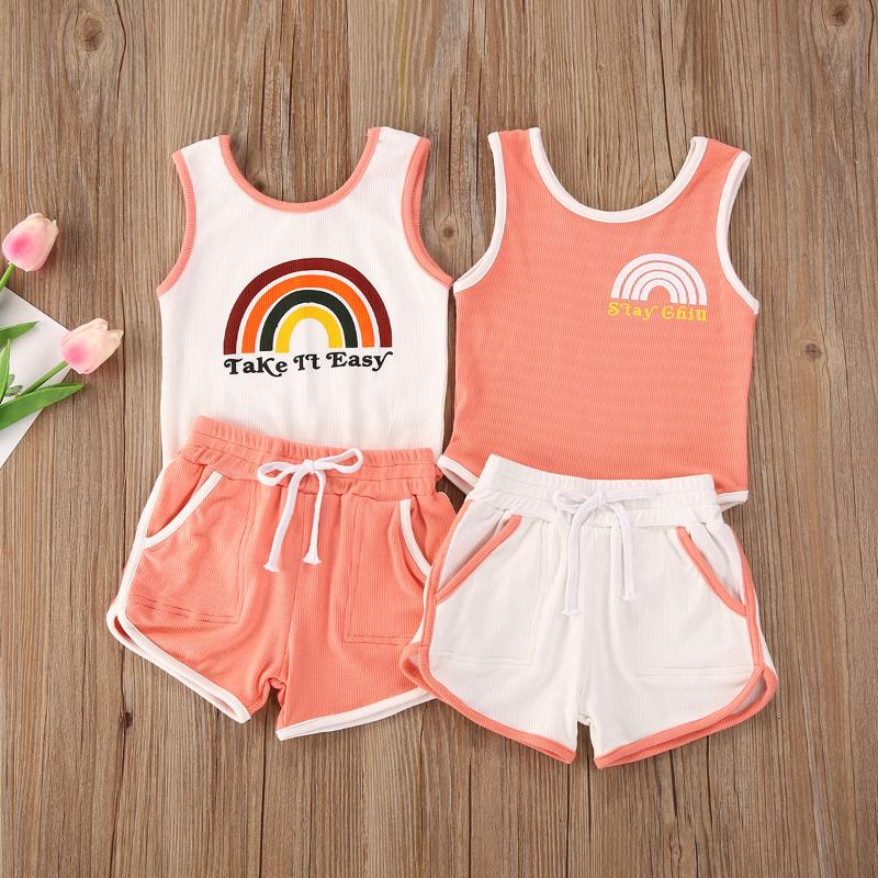 

Summer Fashion Baby Boys Girls Clothes Set Toddler Infant Cute Printed Cotton Striped Bodysuits+Shorts 2Pcs Outfits Suit, White