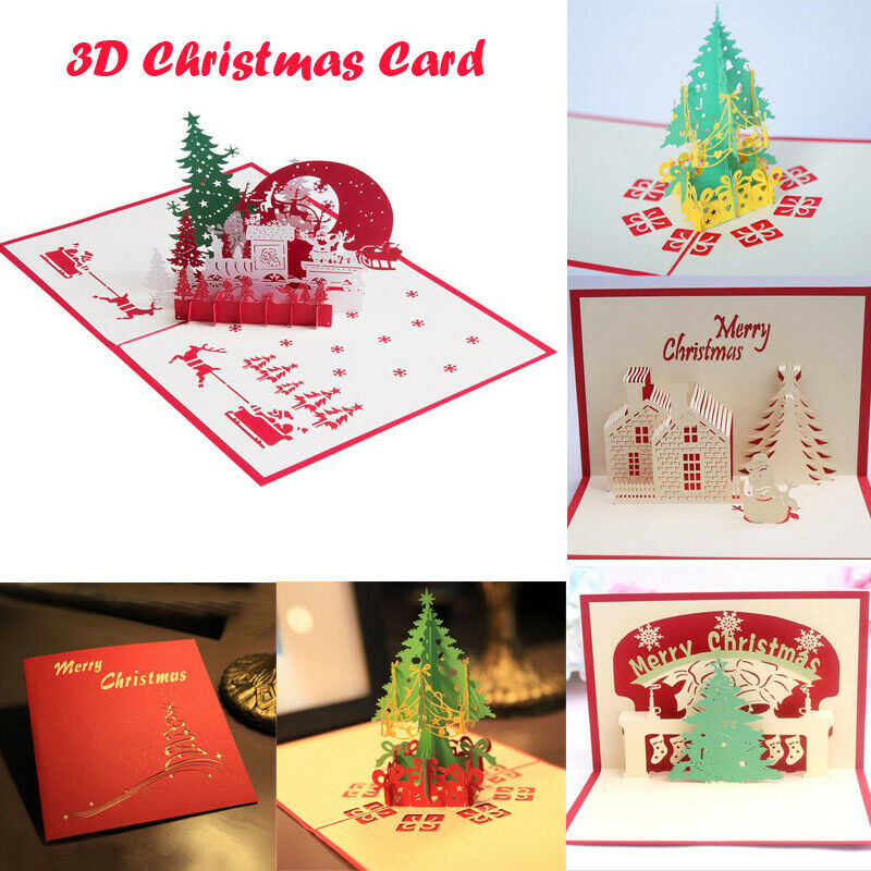 

Fashion UK Special Unique 3D Up Fold Out Keepsake Christmas Cards Stunning Design