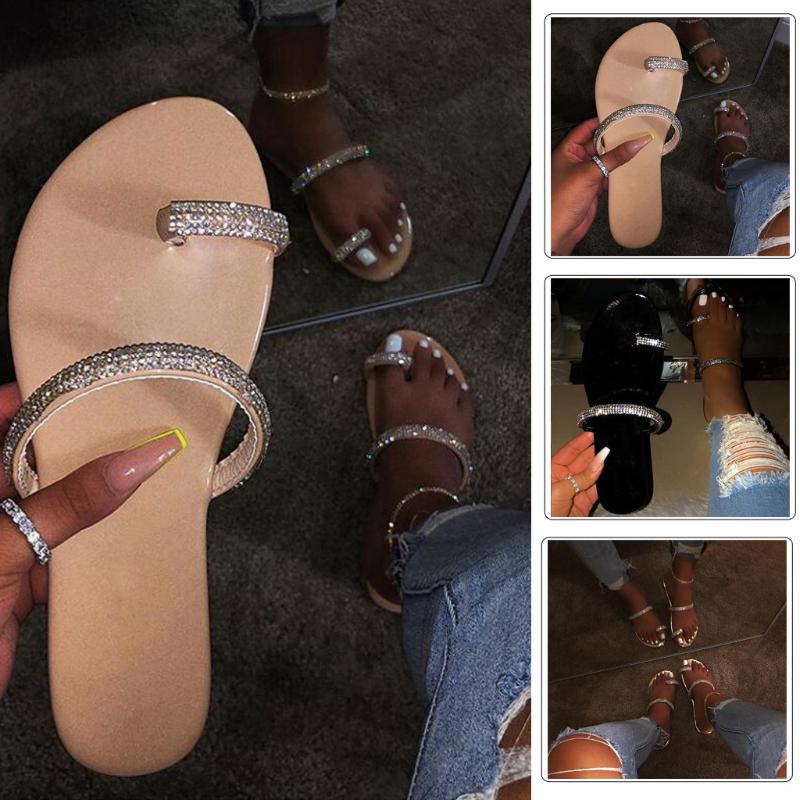 

Summer Flip Flops Womans Slip On Sliders Crystal Slippers Roman Women Shoes Outdoor Flip-flops Beach Shoe Sandalia Feminina 4.21, Wh