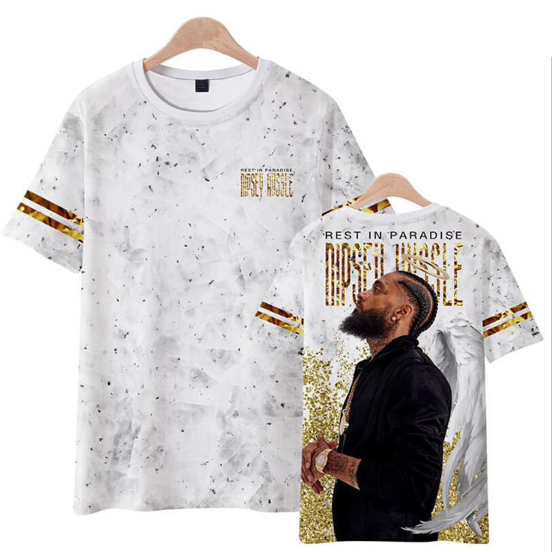 

Summer Tops 2019 NIPSEY HUSSLE T Shirt Men Fashion Hip Hop Style Cool Casual 3D Tshirt Men Hip Hop Casual Streetwear Tshirt Homme, White;black