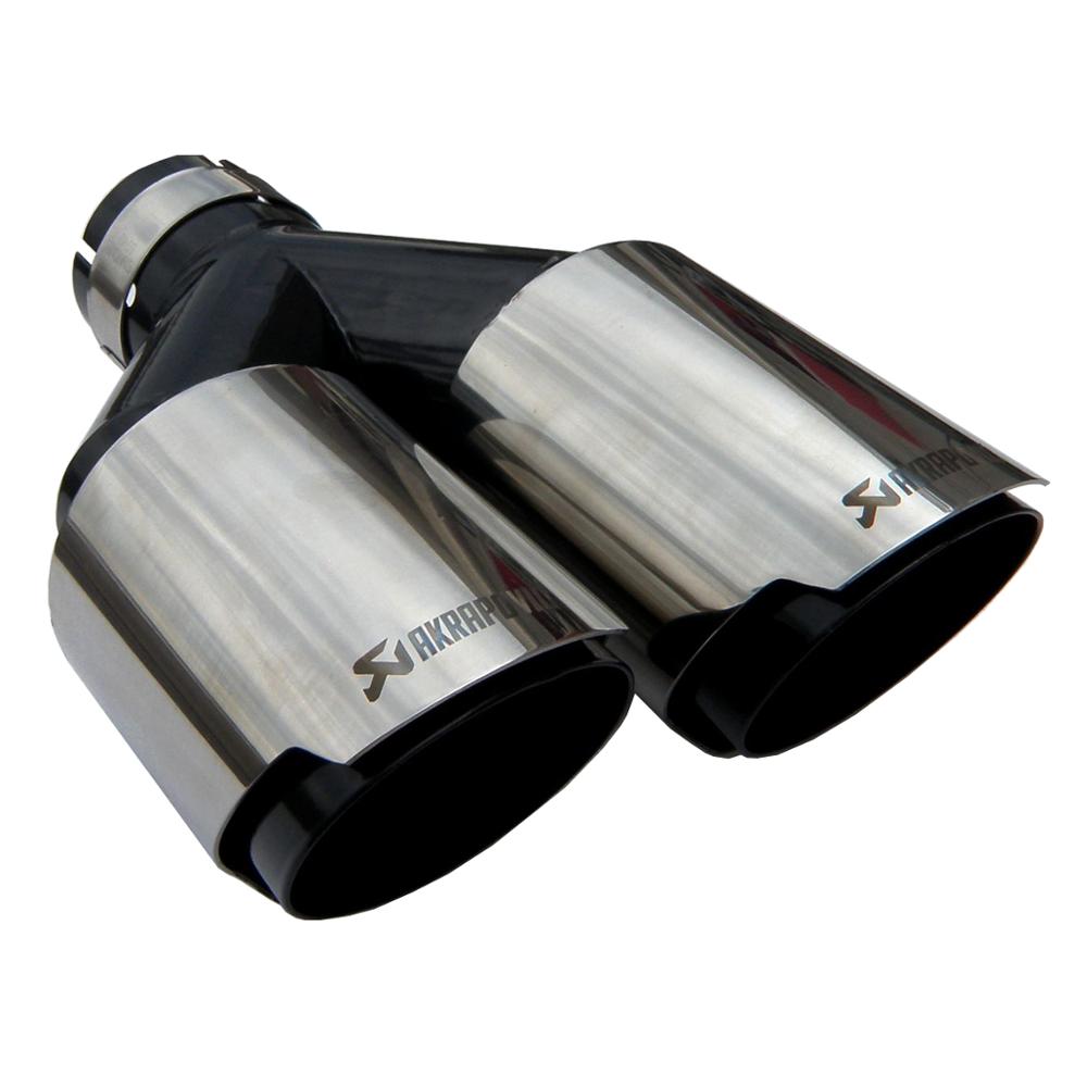 

Car Universal Akrapovic Dual Black Stainless Steel Exhaust Tip Double End Pipe for BMW BENZ VW Golf TOYOTA