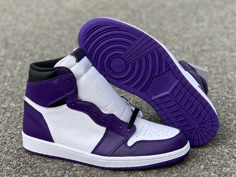 

Best Quality 1 High OG Court Purple White Black Basketball Designer Shoes Ship With Box Size US7.5-12