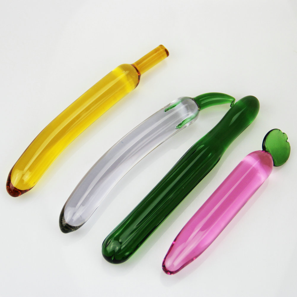Candiway Vegetables Glass Dildo Anal Plug Vagina Dil