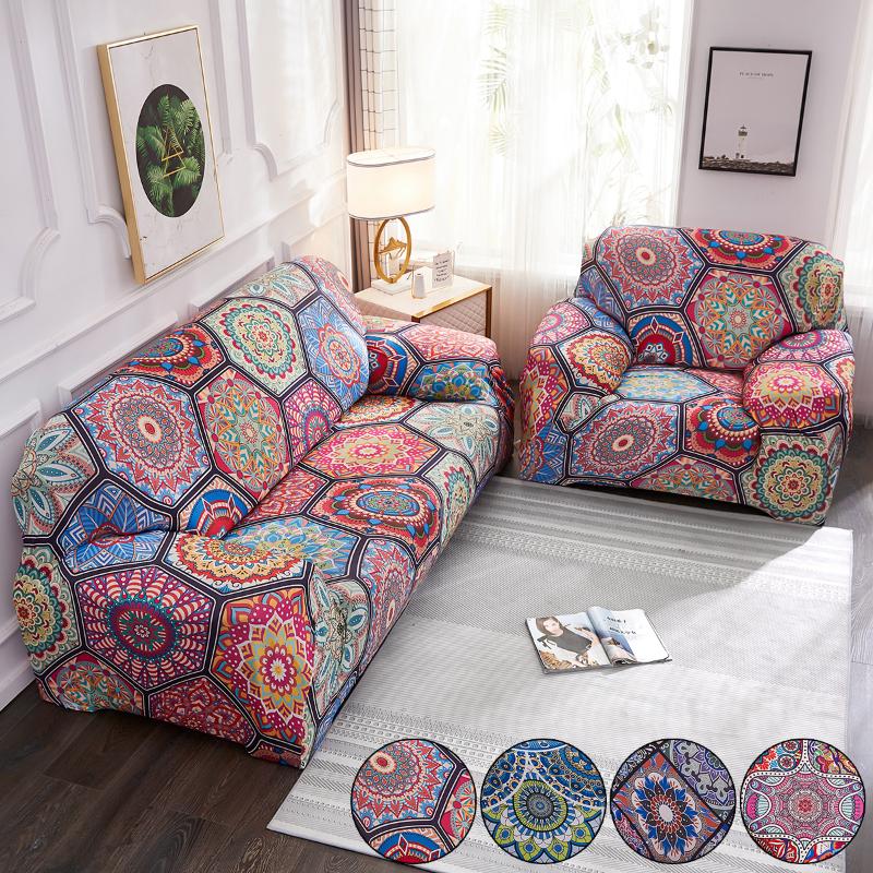 

Stretch Sofa Cover Bohemian Floral Printed Furniture Slipcover Morocco Spandex Couch Cover For Living Room Furniture D30