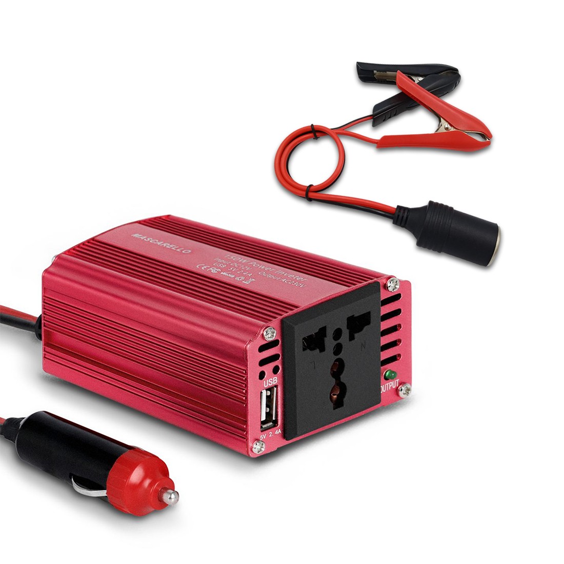 150W Travel Car Power Inverter DC 12V-110V AC Converter 2-Dual USB Charger Ports