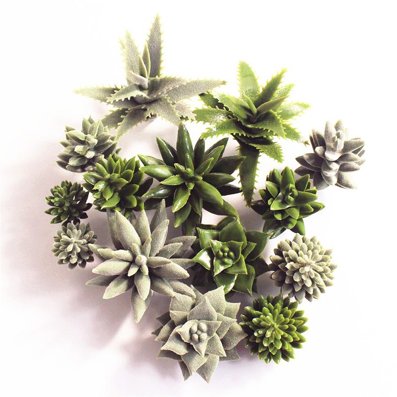 

Tropical Artificial Succulent Plants Lotus Landscape Decorative Flower Mini Green Fake Flocking Aloe Plants Home Garden Decor