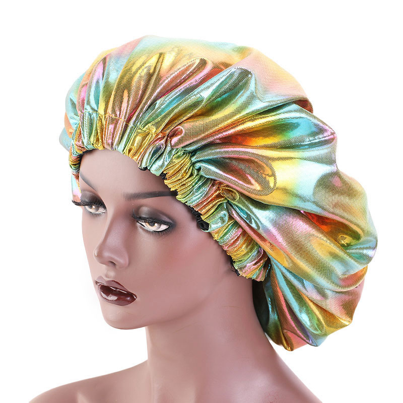 

Muslim Women Large Stretch Laser Bandana Night Sleeping Turban Hat headwrap Bonnet chemo cap Hair Accessories