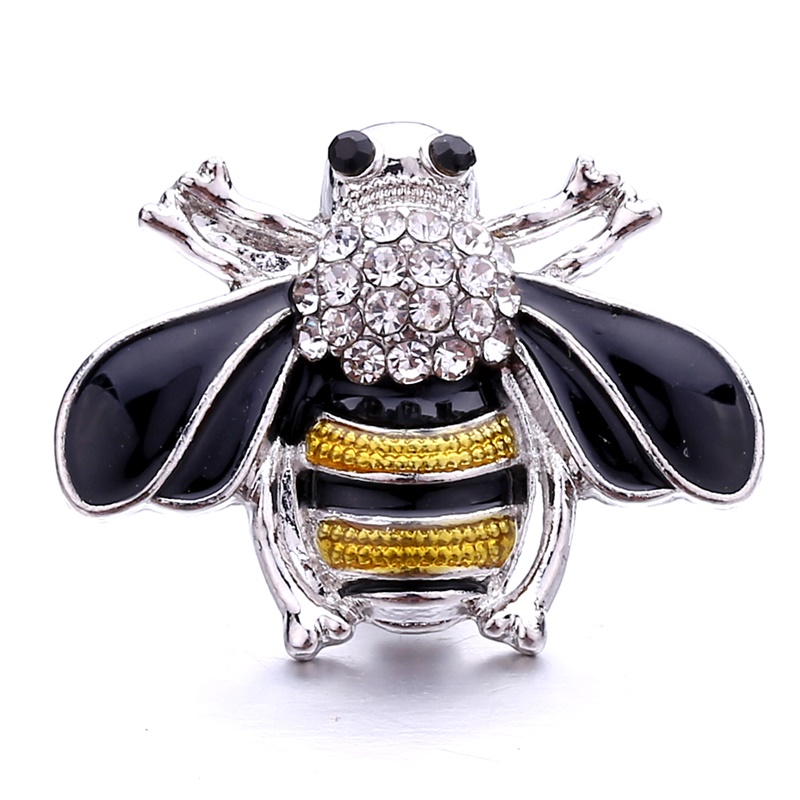 Noosa 18mm Bee Colorful Ginger Snap Jewelry Silver Enamel Honeybee Snap DIY Necklace Bracelet Accessory New Finding