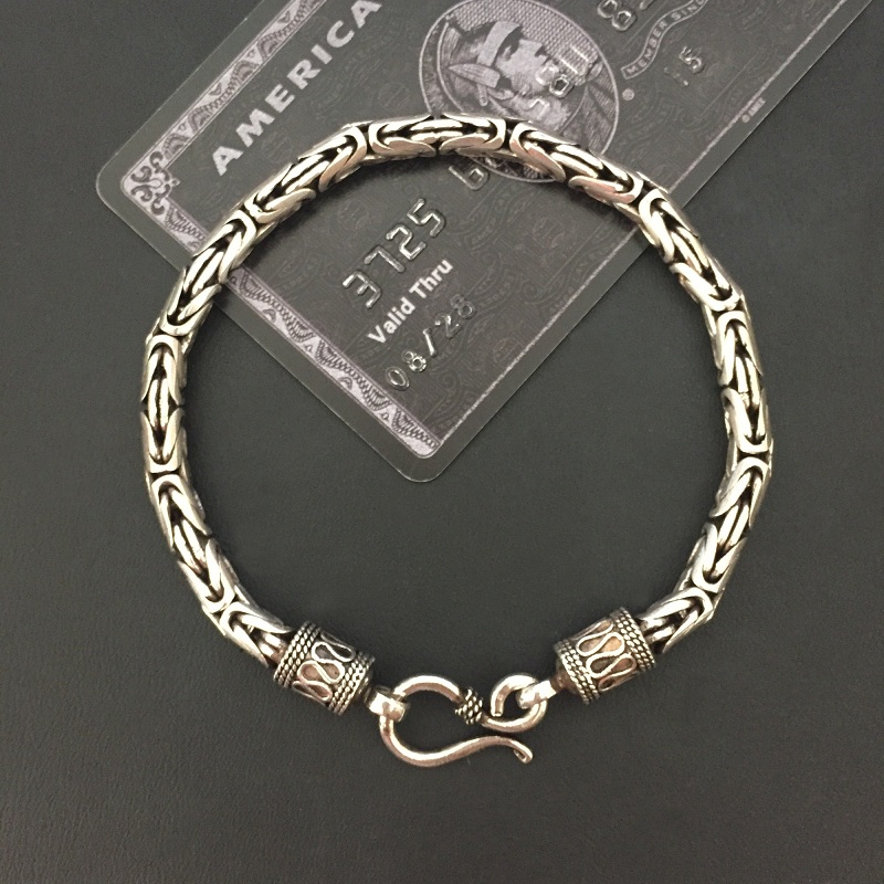 

Solid ilver 925 Byzantine Chain Bracelet Men Vintage Simple Design Dia 5mm 100% Real 925 Sterling Silver Cool Mens Jewelry Gifts