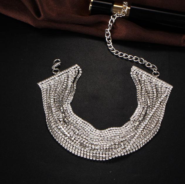 

Wholesale-American fashion collar jewelry European version of the personality element tide female necklace Retro minimalist diamond multi
