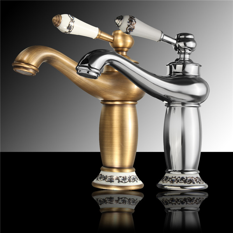 

Bathroom Faucet Brass Basin Sink Faucet Contemporary Single Handle Water Taps Antique Bronze Finish