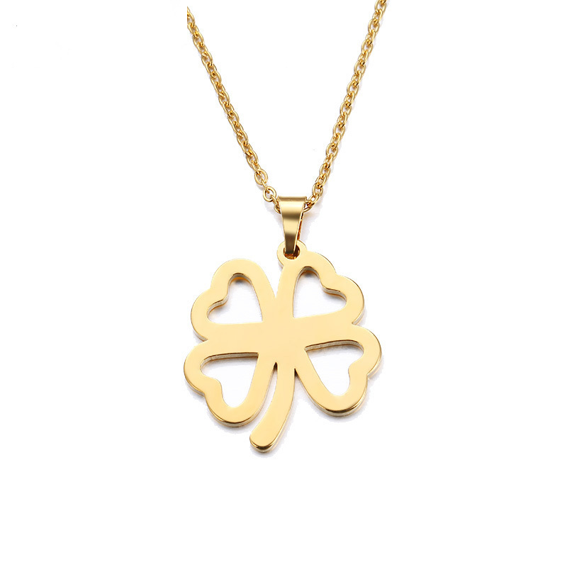 

High Quality Stainless Steel Necklace For Women Man Lover's Hollow Clover Gold And Silver Color Pendant Necklace Engagement Jewelry Bridal