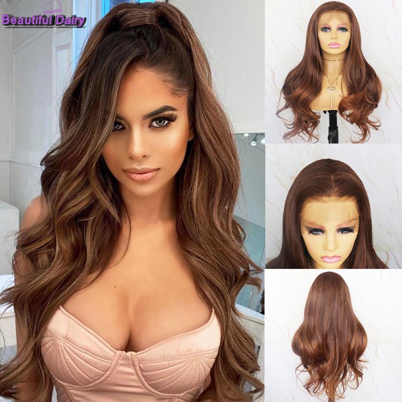 

Beautiful Diary Synthetic Lace Front Wigs for Women Ombre Wigs Wedding Synthetic Full Lace Front Hair Hand Tied Hair, 4 mixed 30
