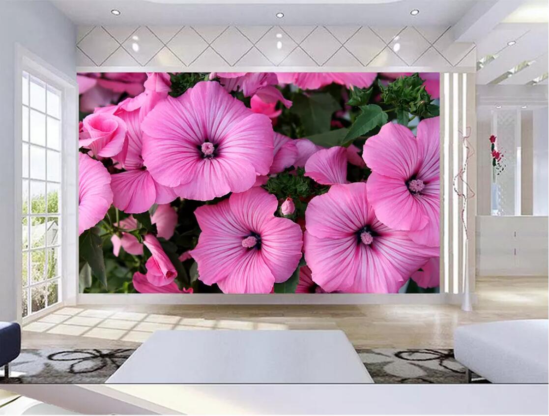 

3d wallpaper custom photo mural Pink Morning Glory HD Background Wall flowers decoration home decor wall art pictures, Non-woven fabric